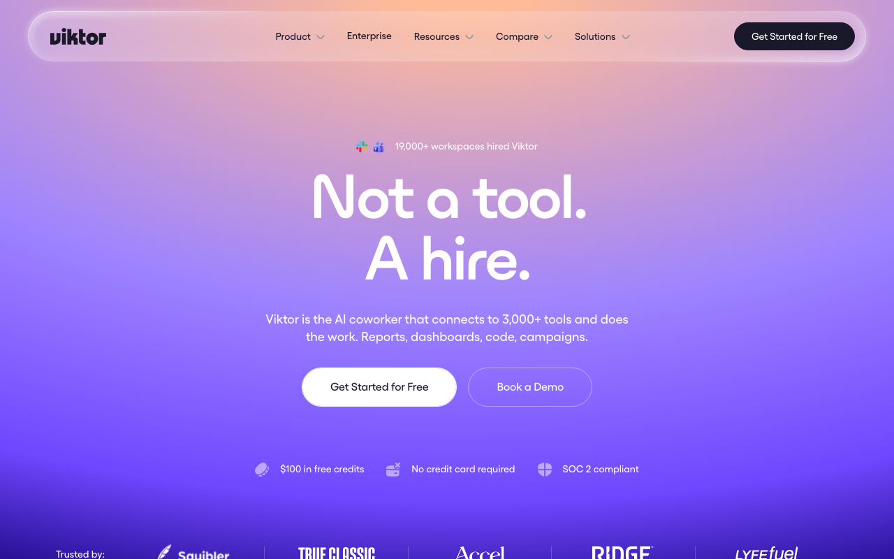 Viktor AI coworker homepage