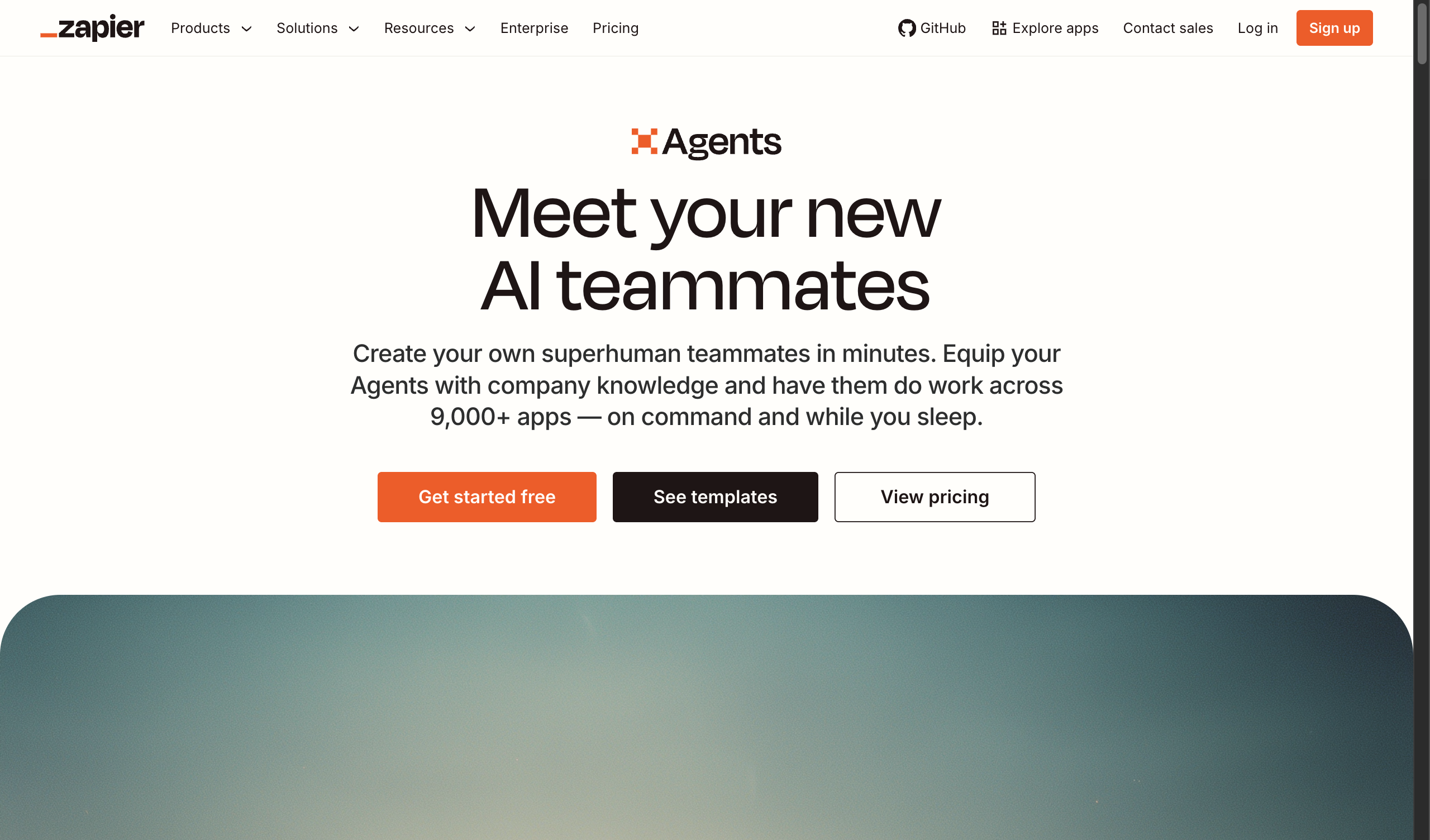 Zapier Agents homepage showing autonomous AI teammates