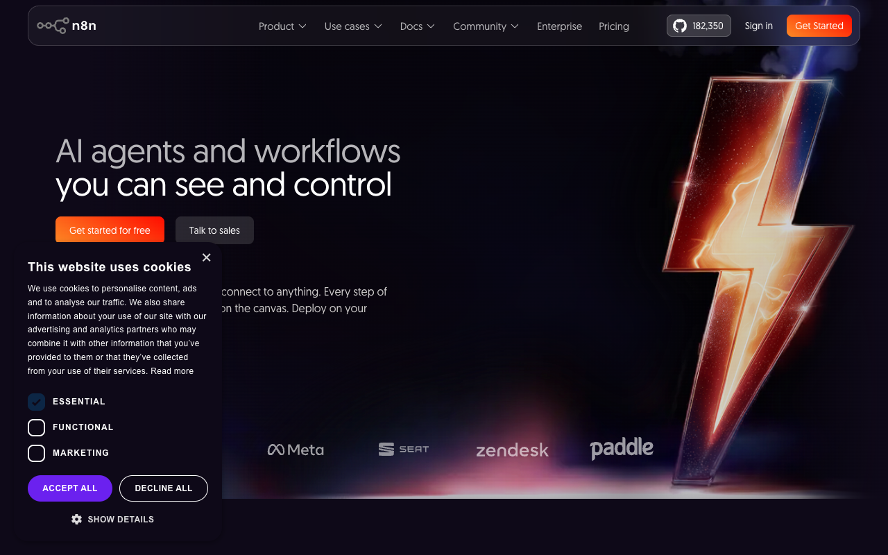 n8n open-source workflow automation platform with visual node-based editor